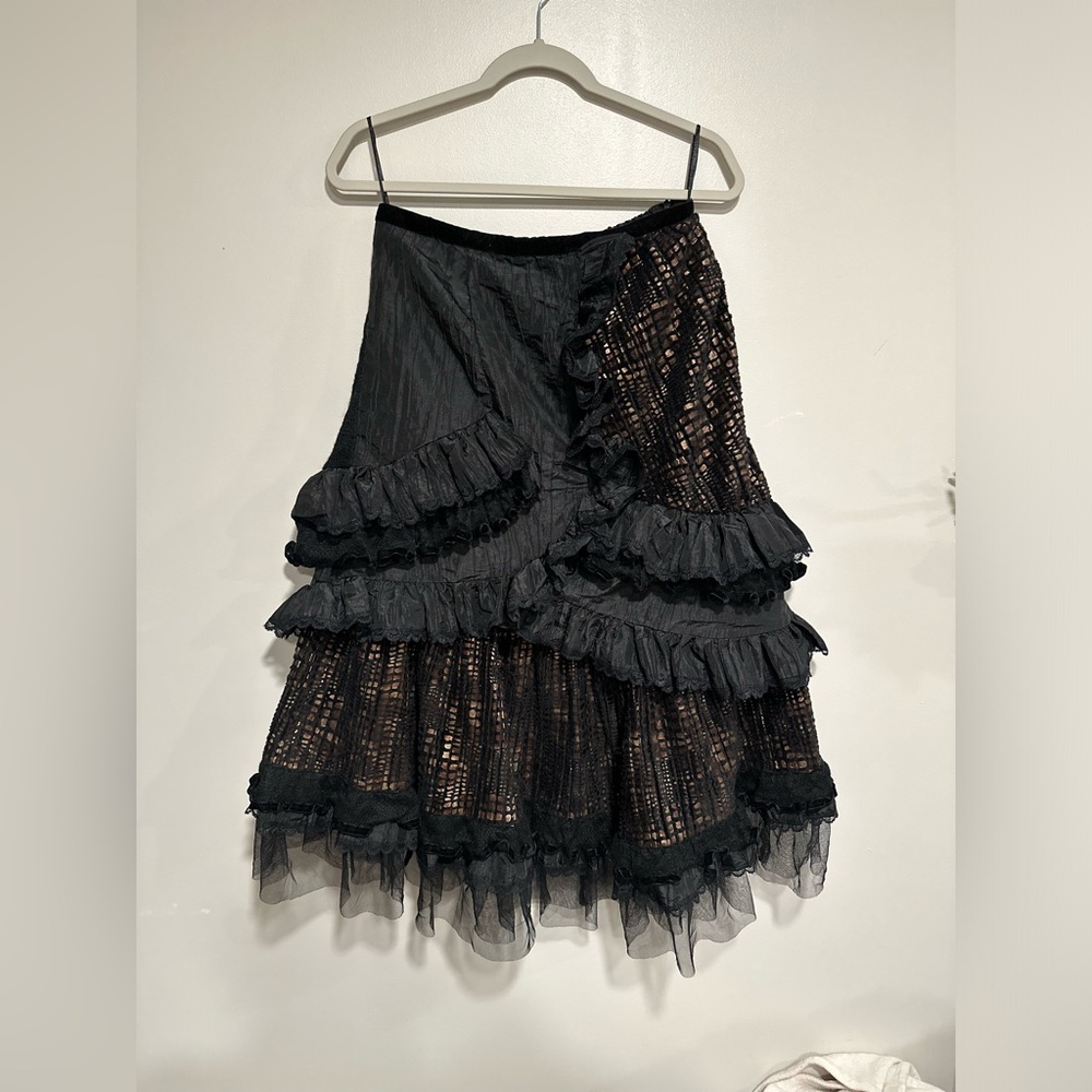 Textured Layered Skirt with Ruffles, Velvet & Tulle